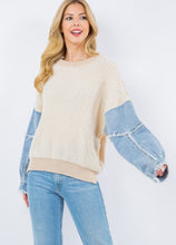 Sweater W Denim Sleeves