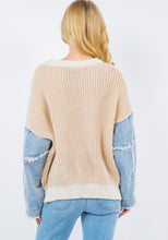 Sweater W Denim Sleeves