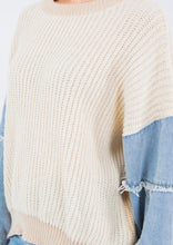 Sweater W Denim Sleeves