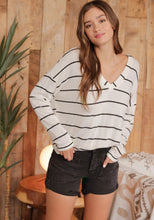 Stripe V Neck Drop