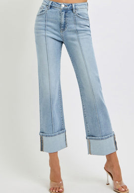 Wide Cuff Ankle Jeans